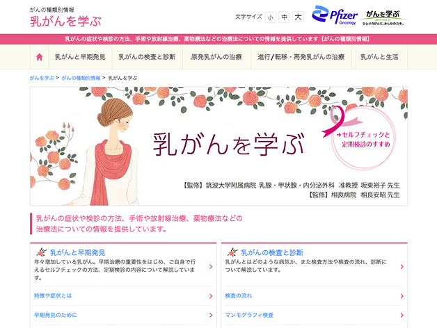 ウェブサイト：乳がんを学ぶ